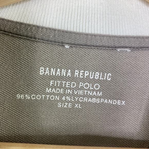 Banana Republic White Black Striped Fitted Polo Shirt Men's Size X-Large XL - Picture 3 of 4